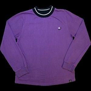 Empyre Mock Neck Purple Embroidered Long Sleeve